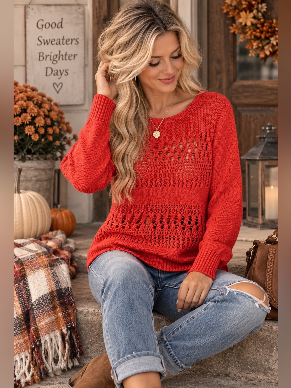 Gap Women's Hot Coral Open Knit Sweater Linen Cotton Blend Size
M Boho Coastal